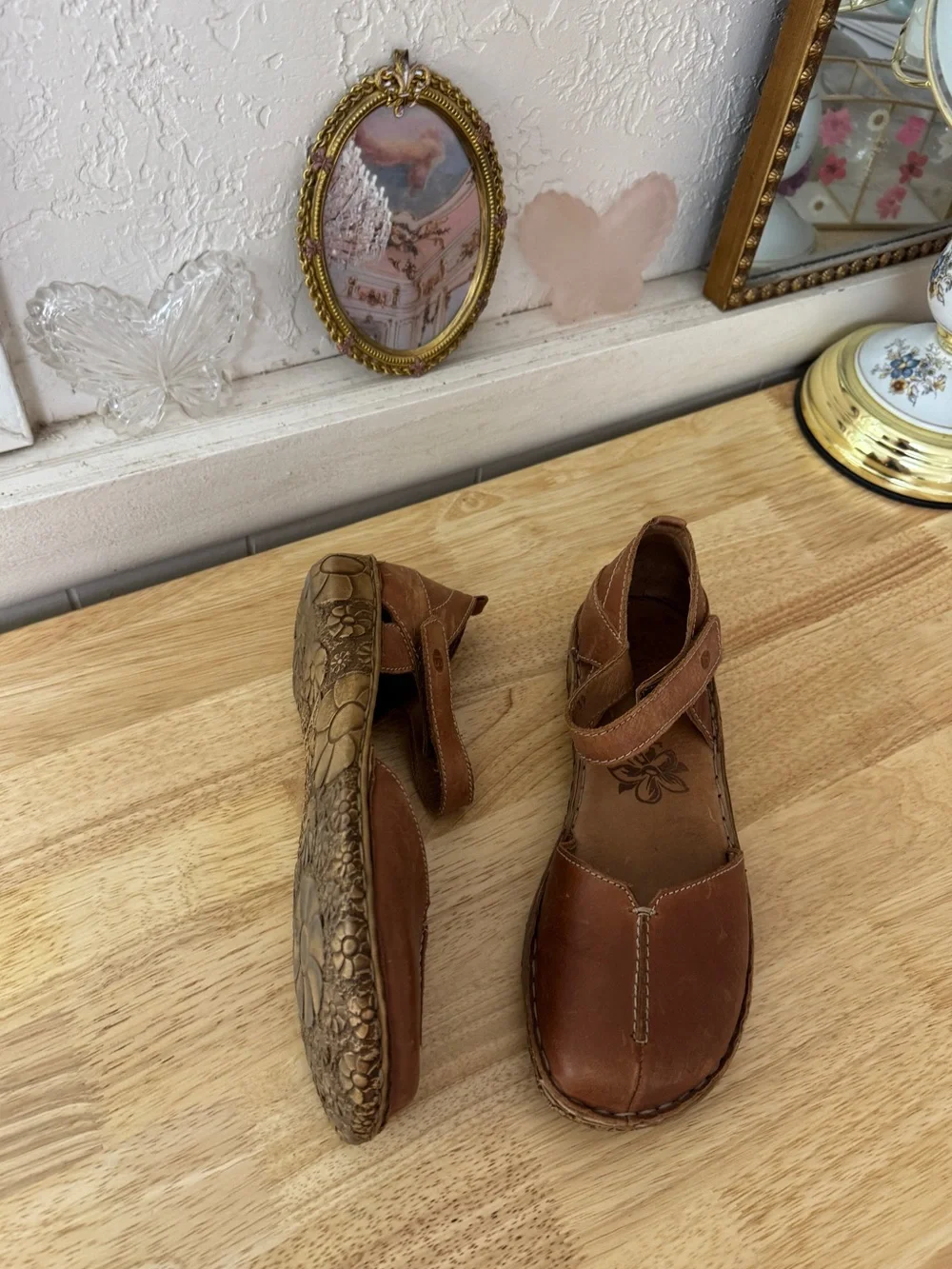 Josef Seibel Brown Leather Mary Jane Comfort Flats EU 39 Minimalist Classic
